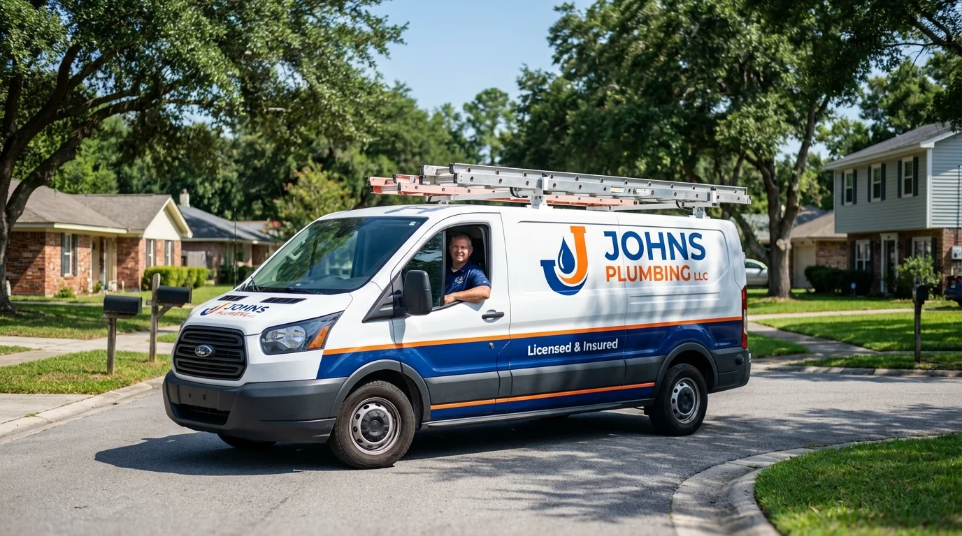Johns Plumbing LLC service van in Jarales, NM