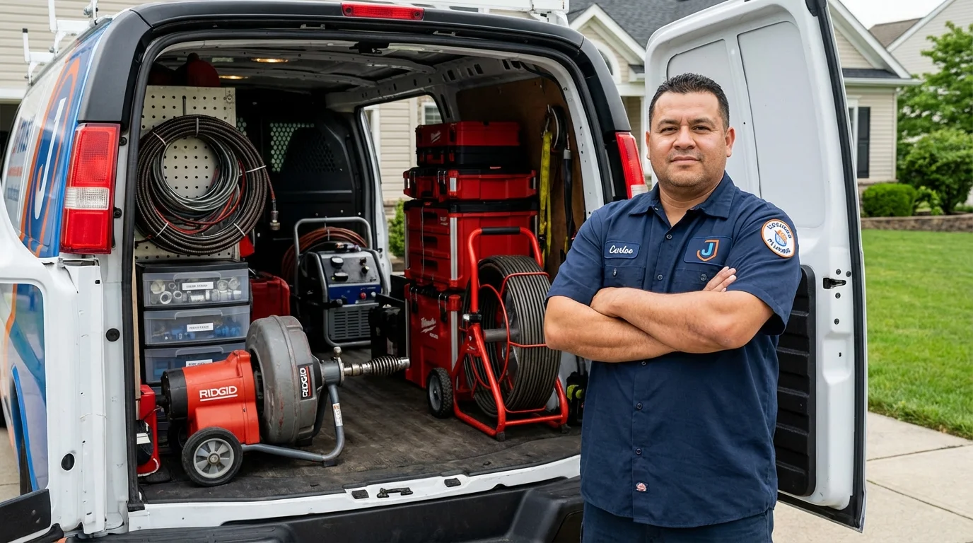 Professional drain cleaning equipment and Johns Plumbing LLC plumber in Jarales