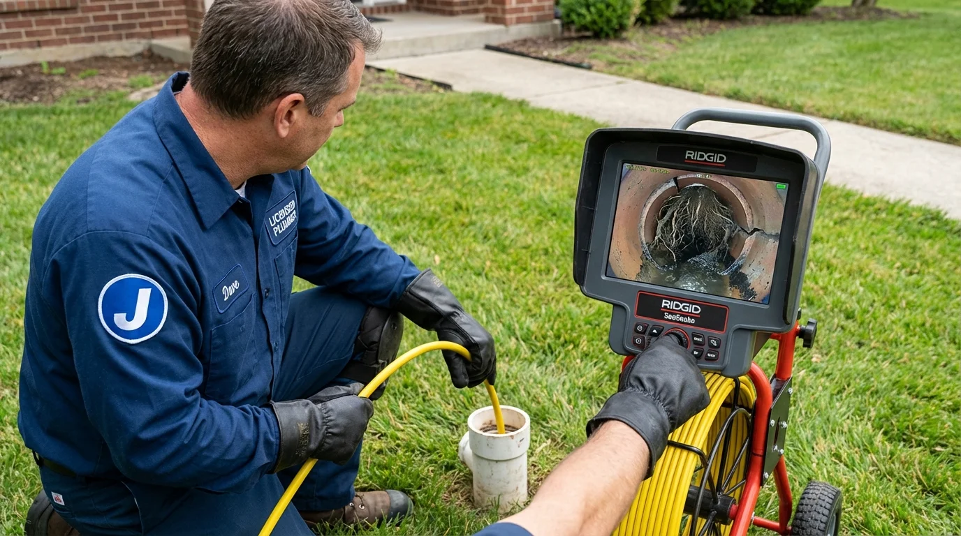 Sewer camera inspection being performed by Johns Plumbing LLC in Jarales