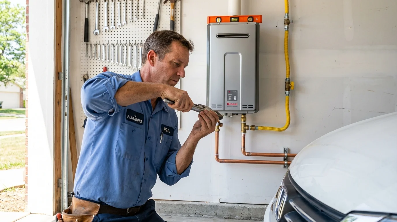 Tankless water heater installation by a Johns Plumbing LLC plumber in Jarales